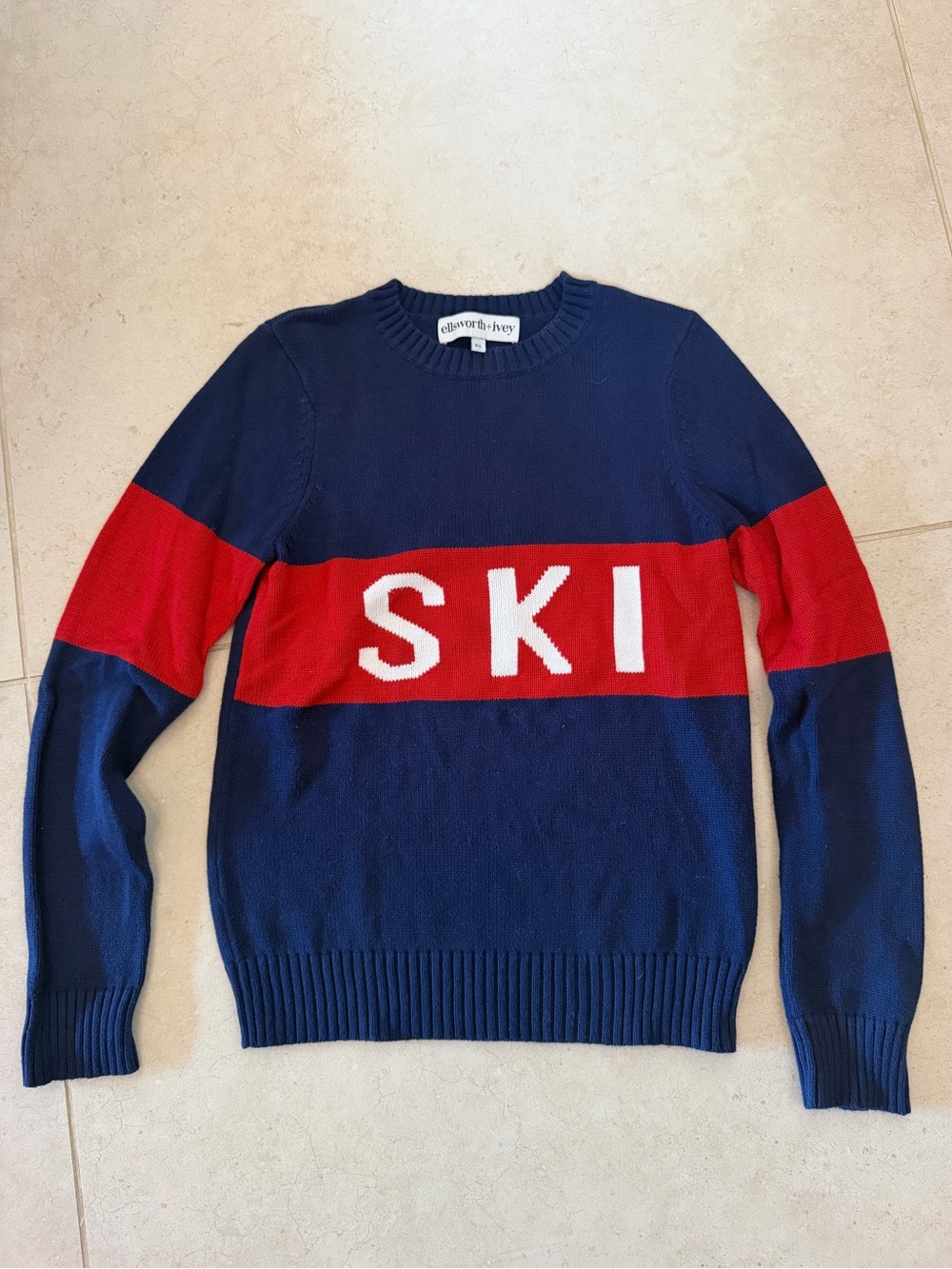 Ellsworth + Ivey Navy Ski Crewneck Sweater